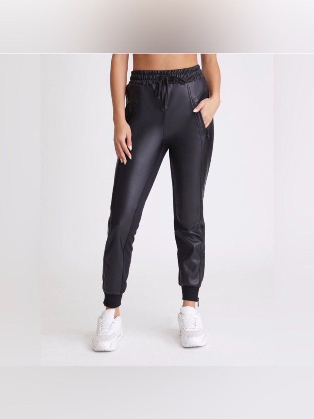 Blanc Noir Cardiff Seamed Jogger Pant Vegan Faux Leather Black Medium
